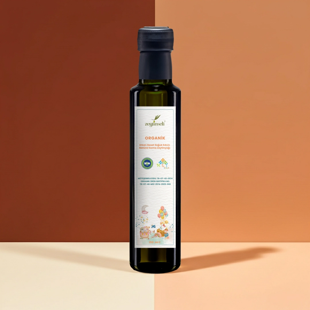 Organik Bebek Zeytinyağı (Domat) 250 ml | Erken Hasat Soğuk Sıkım