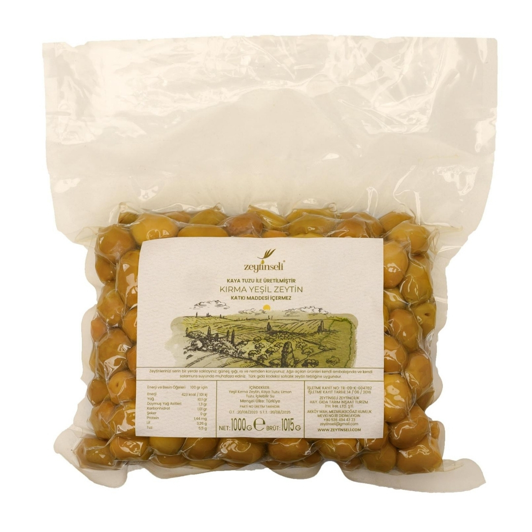 Zeytinseli Vakumlu Yeşil Kırma Zeytin 1 kg