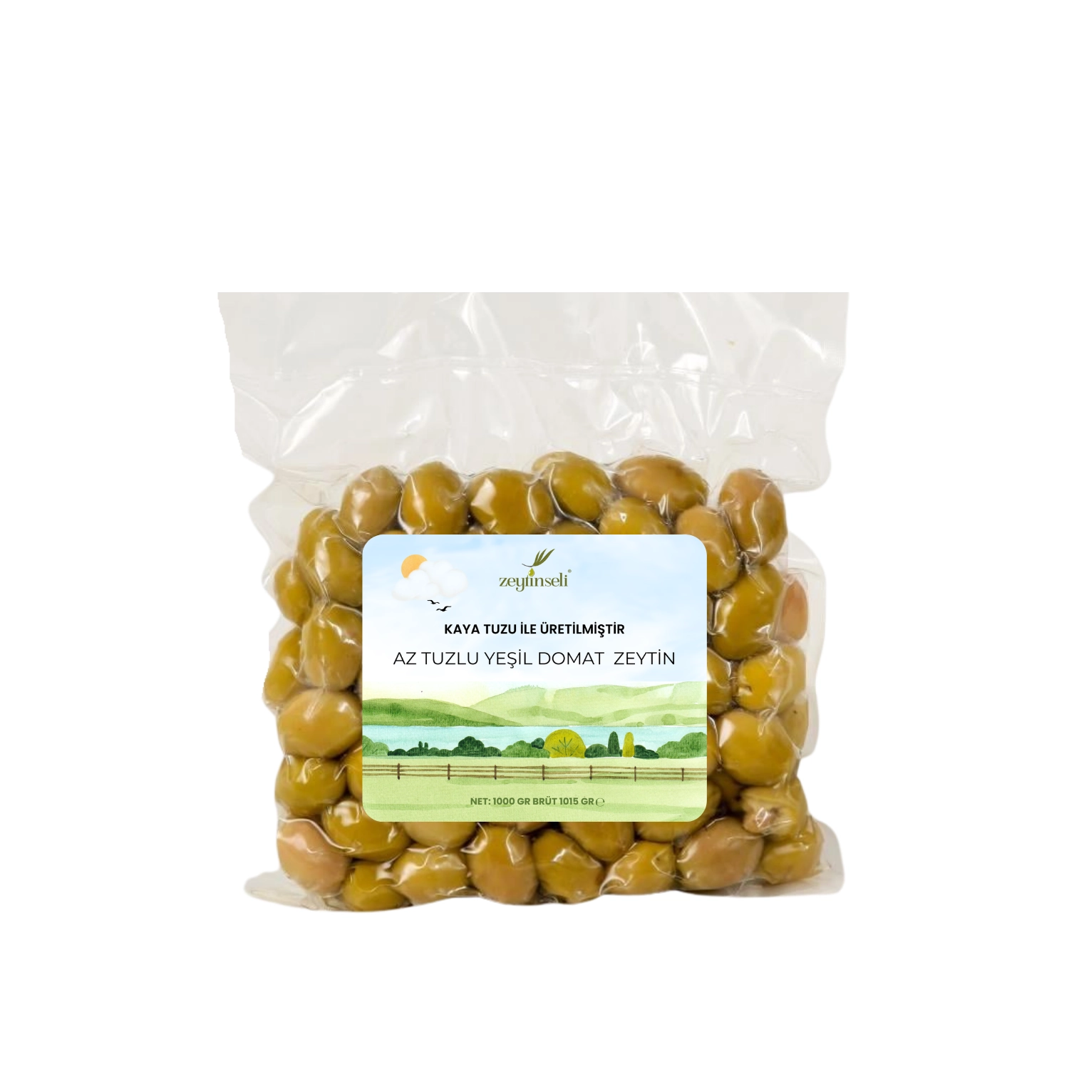 Az Tuzlu Domat Kırma Yeşil Zeytin – Doğal Fermente, Katkısız 1 kg
