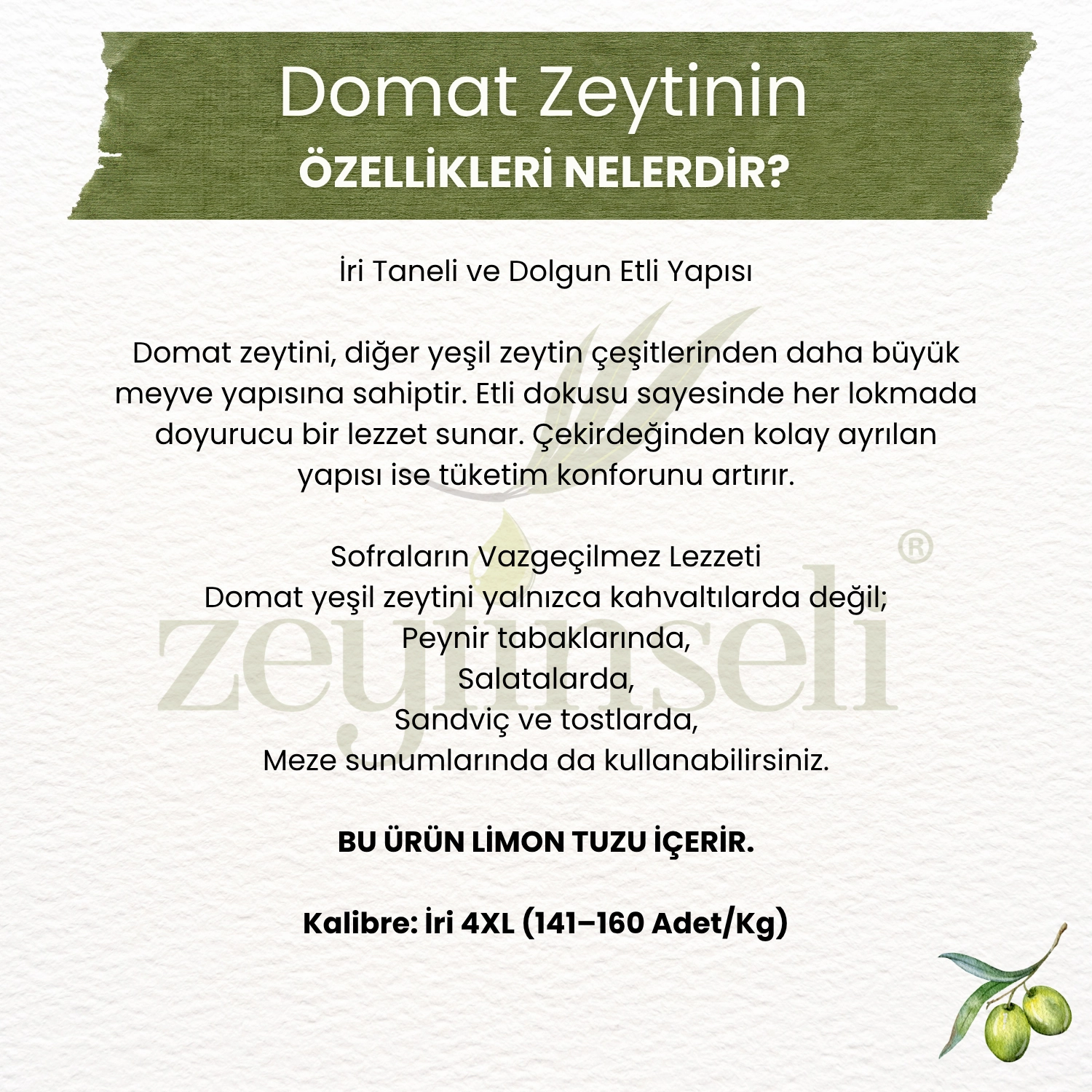 Zeytinseli Vakumlu Domat Yeşil Kırma Zeytin 500 gr