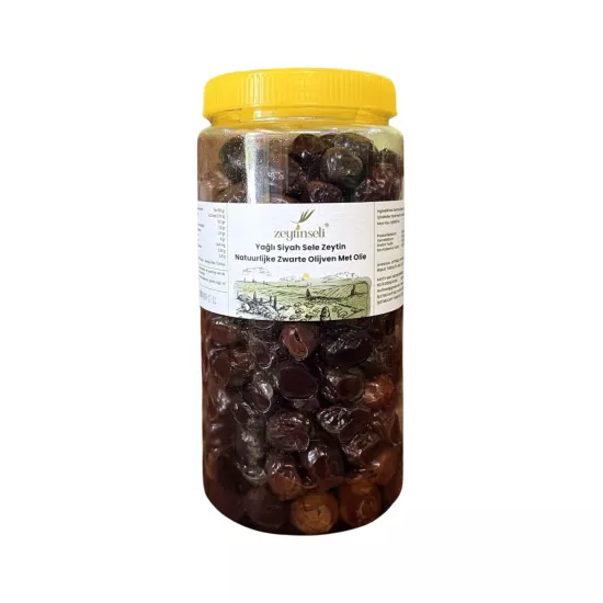 Zeytinseli Gemlik Cinsi Kaya Tuzlu Mısırözü yağlı Siyah Zeytin 1 kg