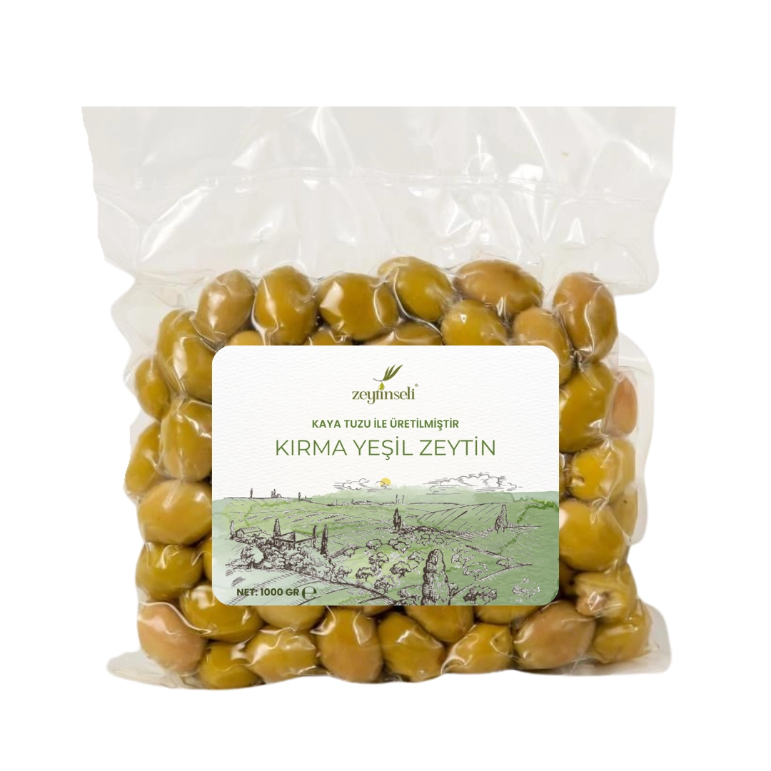 Zeytinseli Vakumlu Domat Yeşil Kırma Zeytin 1 kg