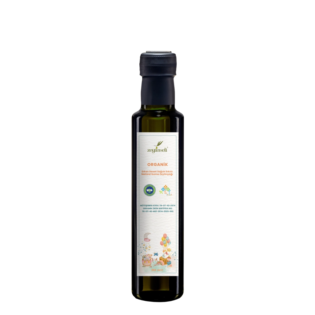 Organik Bebek Zeytinyağı (Domat) 250 ml | Erken Hasat Soğuk Sıkım