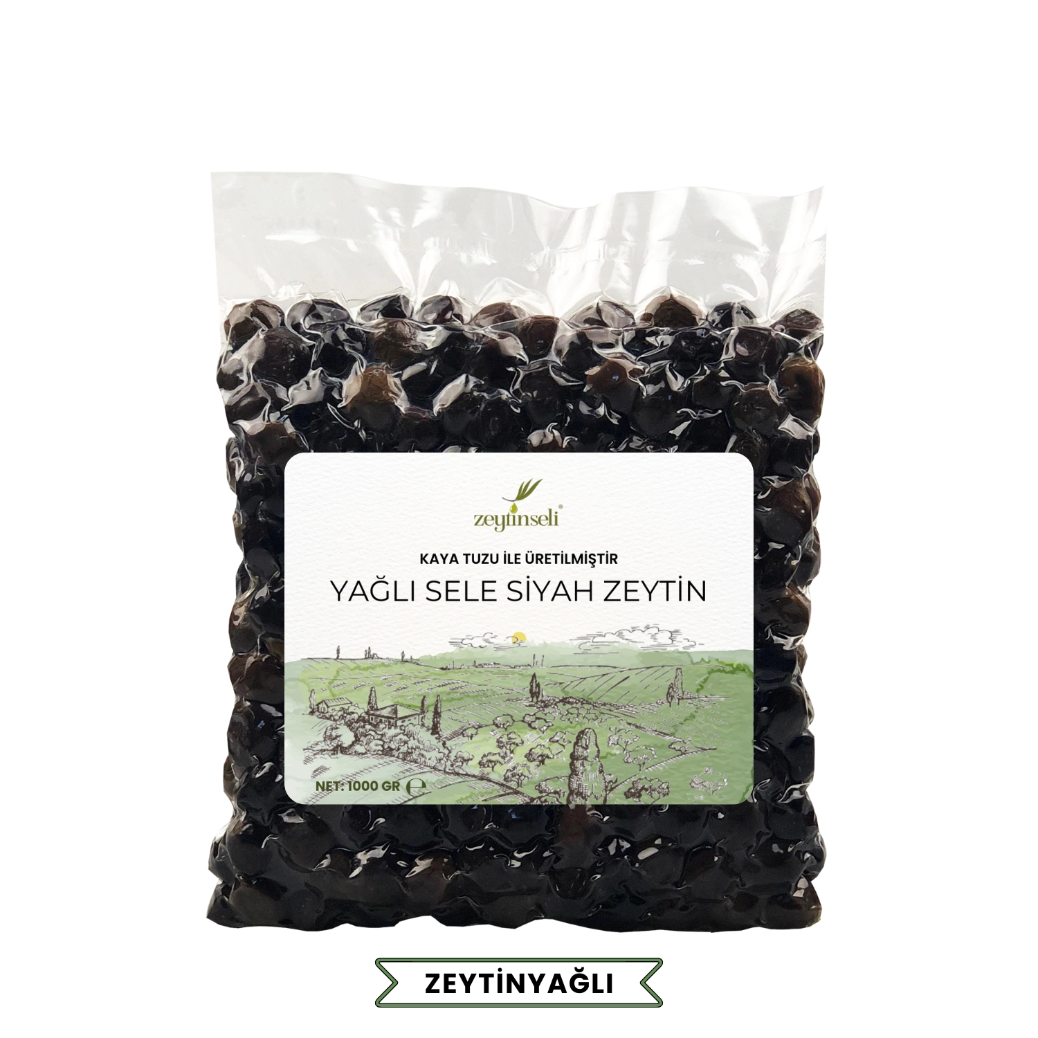 Zeytinseli Gemlik Cinsi Kaya Tuzlu Zeytinyağlı Siyah Zeytin 1 kg